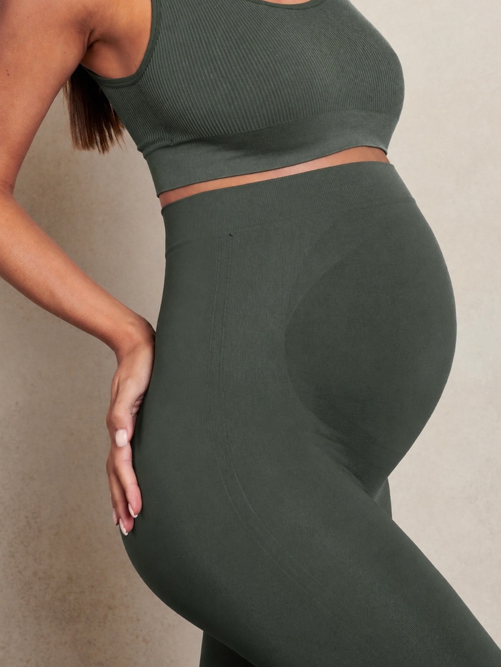 BLANQI Sage‎ Green Everyday Maternity Belly Support Leggings, Size Large